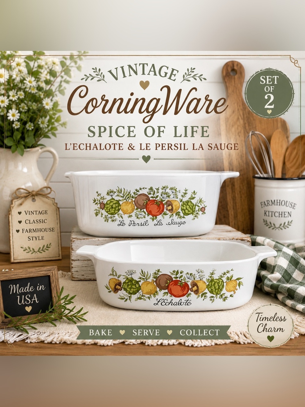 Corningware Spice of Life Baking Dish 1 qt 1.5 qt